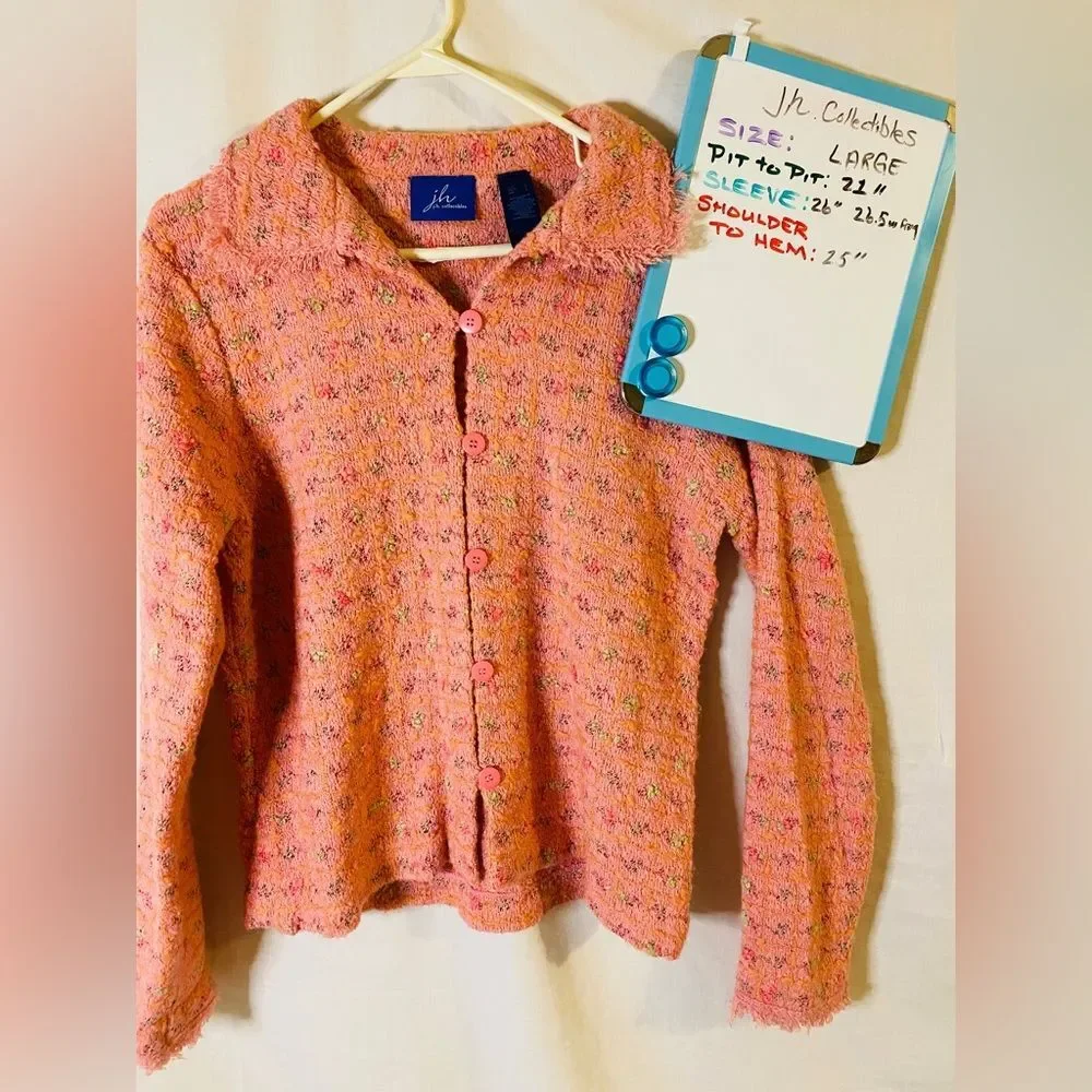 JH Collectibles Wool Blend Fringe Trim Button-Up Blazer size large